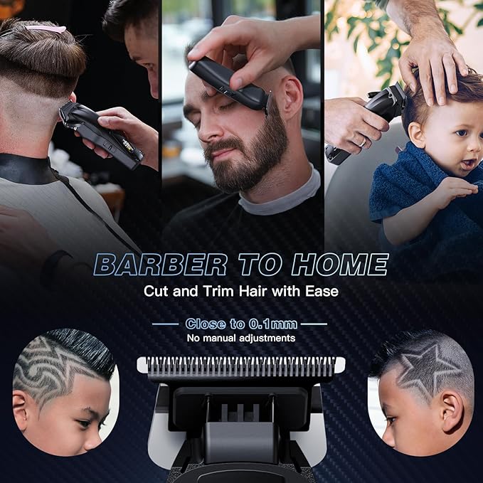 Hair Clippers for Men, Cordless Hair Trimmer for Hair Cutting with Long Battery Life, 8500RPM Electric Clippers and Trimmers Set for Self-Haircut and Family Use (Black)