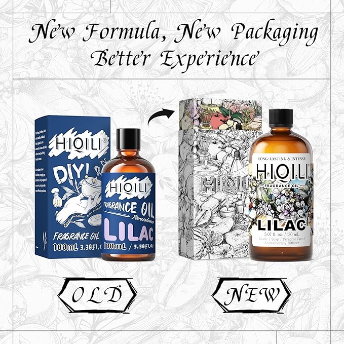 HIQILI Lilac Fragrance Oil for DIY Perfume, Candle & Soap Making, Soft Floral Scents for Essential Oils Diffuser - 5.07 Fl Oz