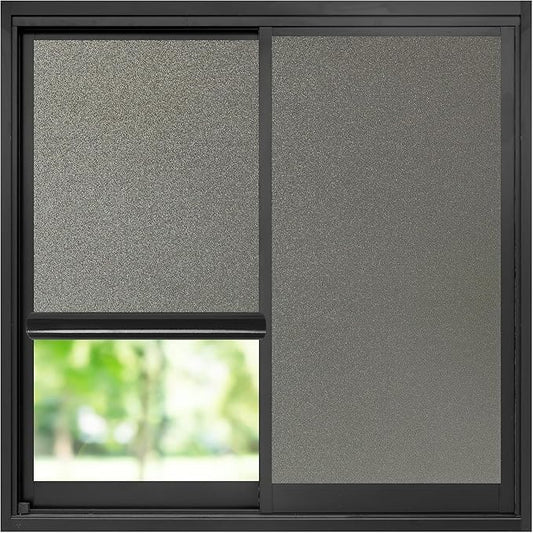 rabbitgoo Privacy Window Film, Static Cling Privacy Film for Glass Windows, Removable Grey Frosted Sun Light Blocking Coverings House Tint for Home Bathroom Garage, Taupe, 17.5 x 78.7 Inches