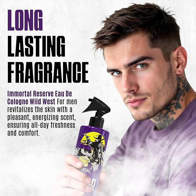 Immortal NYC Reserve 12 Wild West, After Shave Spray Body/Face Men's Cologne,17oz, Exclusive Barbers, Softens Skin, Refreshes, Disinfects and Relieves Face and Skin, Moisturizing Formula After Shaving