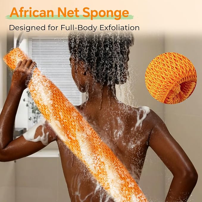 Kojic Acid Soap with African Sponge Net, 4oz Turmeric Soap Bar, Fresh Citrus Scent, Gentle for Face and Body Wash with Vitamin C, Retinol (2 Pack)