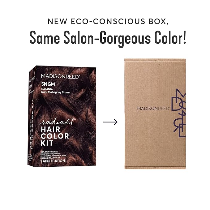 Madison Reed Radiant Hair Color Kit | 5NGM Dark Cinnamon Brown with Gold Mahogany Tones (Catania Brown) for 100% Gray Hair Coverage | Dimensional Permanent Hair Dye | PPD-Free & Ammonia-Free | 1 Pack