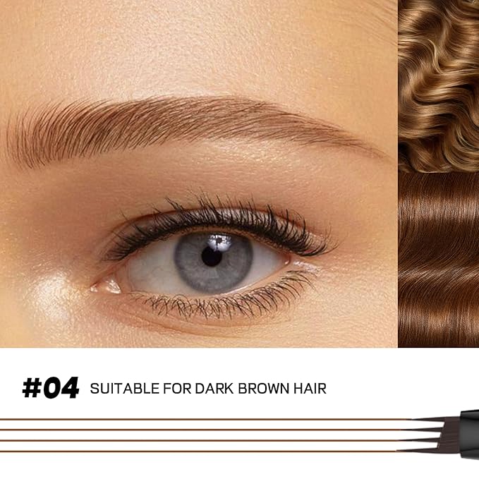 2 Pack Eyebrow Pen, Waterproof Microblading Eyebrow Pencil, 4 Tip Precise Eye Brow Makeup Pen for Women to Effortlessly Create Hair Like Natural Brows, Non Dry Out and Last All Day (Natural Brown)