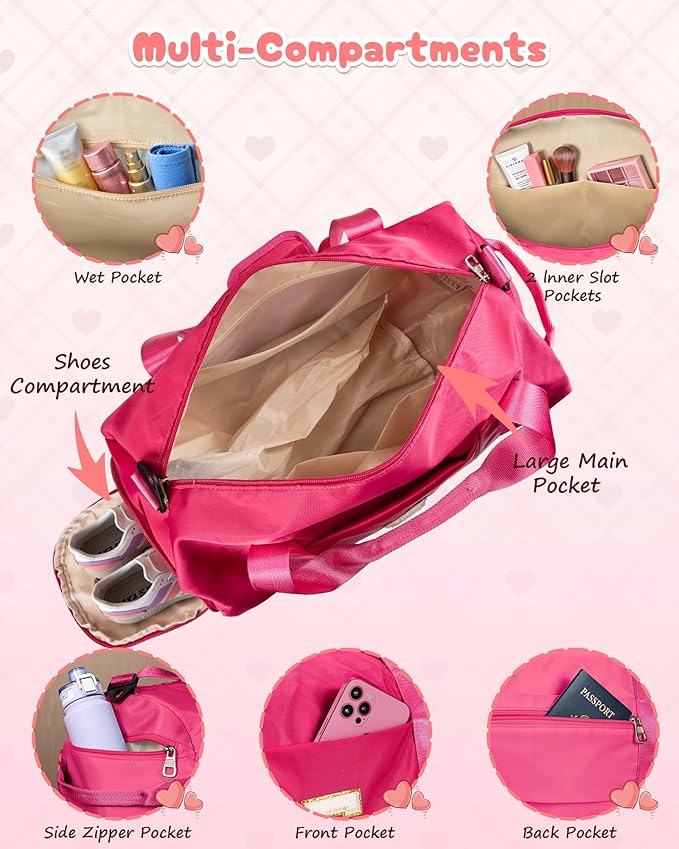 Tween Girl Trendy Stuff, Girls Travel Duffel Bag, Kids Initial Overnight Bags with Shoe Compartment, Customized Sport Gym Weekender Bag with Makeup Pouch, Gifts for Teens (Letter Z)