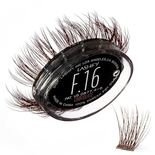 Lashify Fluffy 16mm Gossamer DIY Eyelash Extensions Refill, Chocolate Color, Easy False Lashes To Add Fullness and Dimension
