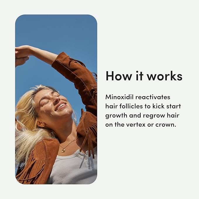 hers Hair Regrowth Treatment - Topical Minoxidil 2% Solution for Women - Supports Thicker, Fuller Hair - Non-Greasy - Unscented, 2 Pack