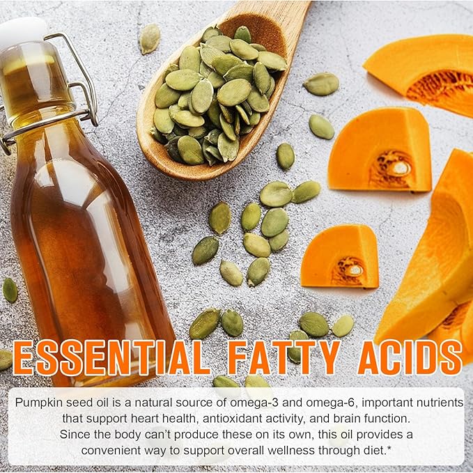 Pumpkin Seed Oil Capsules, 2 in 1 Pumpkin Seed Extract 300 Softgels,Supports for Hair Growth