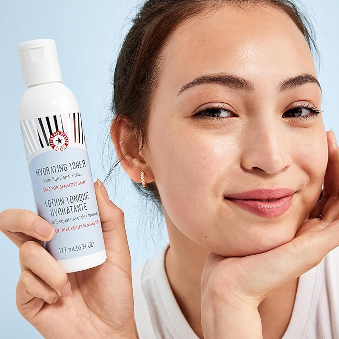 First Aid Beauty - Hydrating Toner with Squalane and Oats, Natural Wild Oat Skin Calming Toner, Helps Reduce Lines & Wrinkles, Safe for Sensitive Skin, Alcohol-Free Balanced Hydration, 6 oz