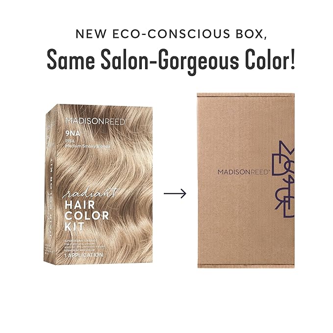 Madison Reed Radiant Hair Color Kit | 9NA Medium Cool Blonde with Ash Undertones (Pisa Blonde) for 100% Gray Hair Coverage | Dimensional Permanent Hair Dye | PPD-Free & Ammonia-Free | 2 Pack