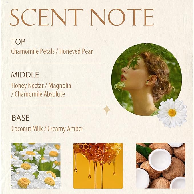 Hair Perfume for Women Long Lasting, Hydrating & Nourishing Hair and Body Mist, Honey Infused Chamomile Pheromone Perfume Hair Fragrance 1.69 fl.oz