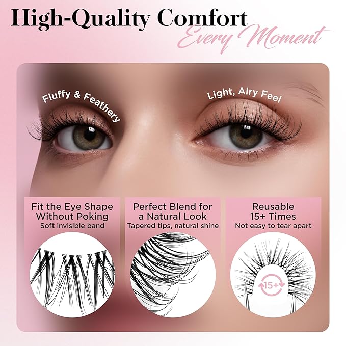 Bepholan False Eyelashes Natural Look Fake Eyelashes 3D Super Fluffy Eye Lashes Wispy Soft Band Easy to Apply 3 Pair Faux Mink Strip Lashes(M11)