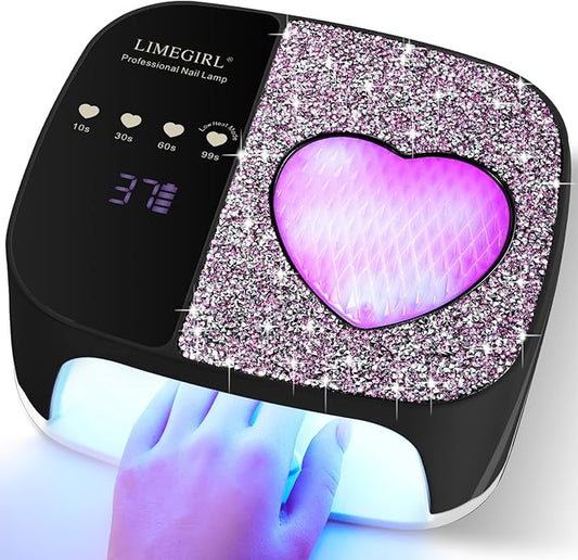 LIMEGIRL UV LED Nail Lamp Kit for Gel Polish Professional Fast Curing Black Dryer Light Set with 4 Timer Settings Cordless Rechargeable Nail Art Cure Machine for Manicure Pedicure at Home and Salon