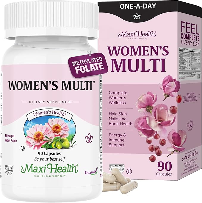 Womens Multivitamin – Methylated Multivitamin for Women with 23 Key Vitamins C, D, B6, B12, Calcium, Probiotics, Biotin & More – Energy, Skin, Nails & Gut Health Support – Kosher (90 Capsules)