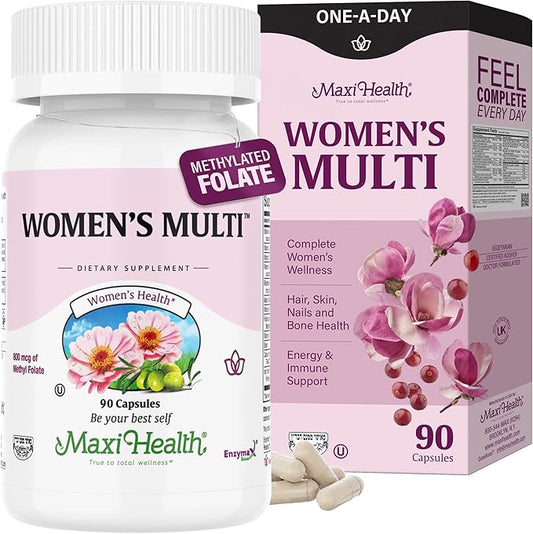 Womens Multivitamin – Methylated Multivitamin for Women with 23 Key Vitamins C, D, B6, B12, Calcium, Probiotics, Biotin & More – Energy, Skin, Nails & Gut Health Support – Kosher (90 Capsules)