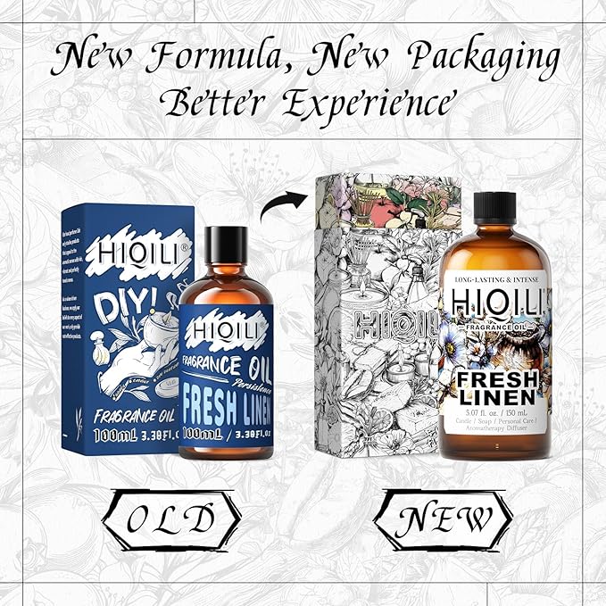 HIQILI Fresh Linen Fragrance Oil for Candle & Room Spray Making, Add to Dryer Balls, Freshie Scents for Essential Oil Diffuser - 5.07 Fl Oz