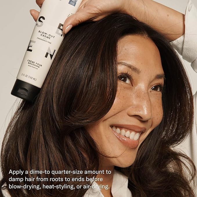 SEEN Blow-Out Creme, Fragrance Free - Non-Comedogenic & Formulated without Sulfates Blow Out Hair Cream- Reduces Frizz- Heat Protectant- Safe for Sensitive, Eczema & Acne Prone Skin