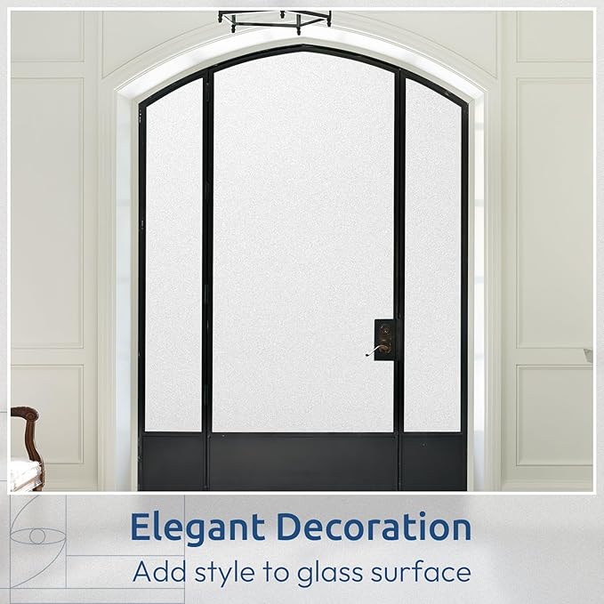 rabbitgoo Window Privacy Film, Non-Adhesive Frosted Glass Window Film for Bathroom, Static Cling Heat Blocking Stickers for Home Indoor Opaque Frosting Coverings House Tint, Matte White 35.4" x 78.7"