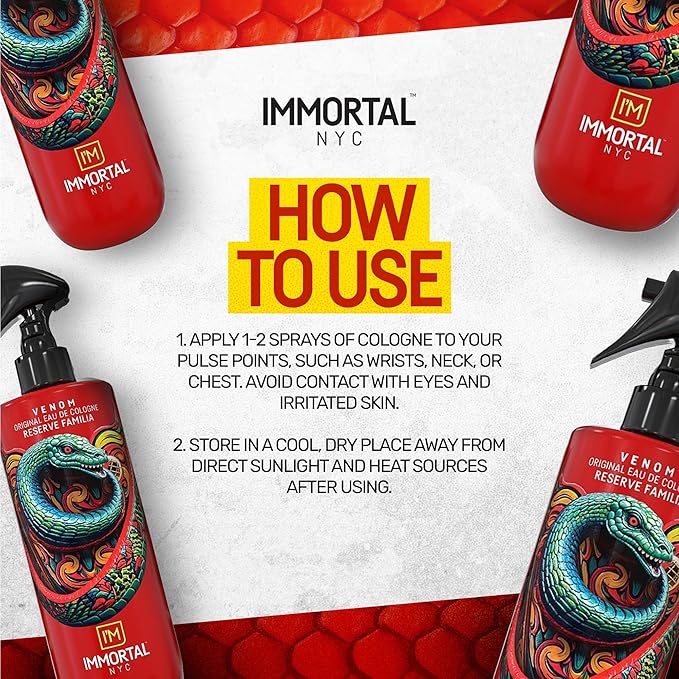 Immortal NYC Reserve Venom After Shave For Men Body/Face, 17 oz- Moisturizing and Refreshing Fruity Floral Men's Cologne