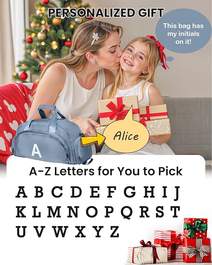 Birthday Gifts for Girls, Initial Gym Bags with Shoe Compartment, Dance Bag for Girls, Monogram Kid Overnight Bags, Soccer Sport Gymnastics Cheer Travel Duffle (Letter Y)