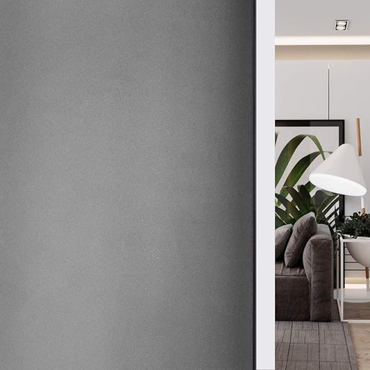 HIDBEA Frosted Window Privacy Film - Non Adhesive Static Cling Glass Stickers Sun UV Blocking Heat Control Door Covering Decals for Home Office, Frosted Gray, 17.5 x 78.7 Inch