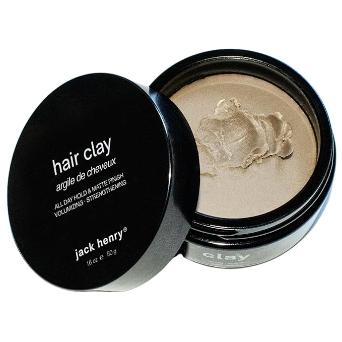 Jack Henry Premium Hair Clay for Men - Matte Finish, All Day Hold, Low Shine, Hair Styling Clay for All Hair Types - Natural, Organic Award Winning Formula - Natural Scent (1.6 oz)