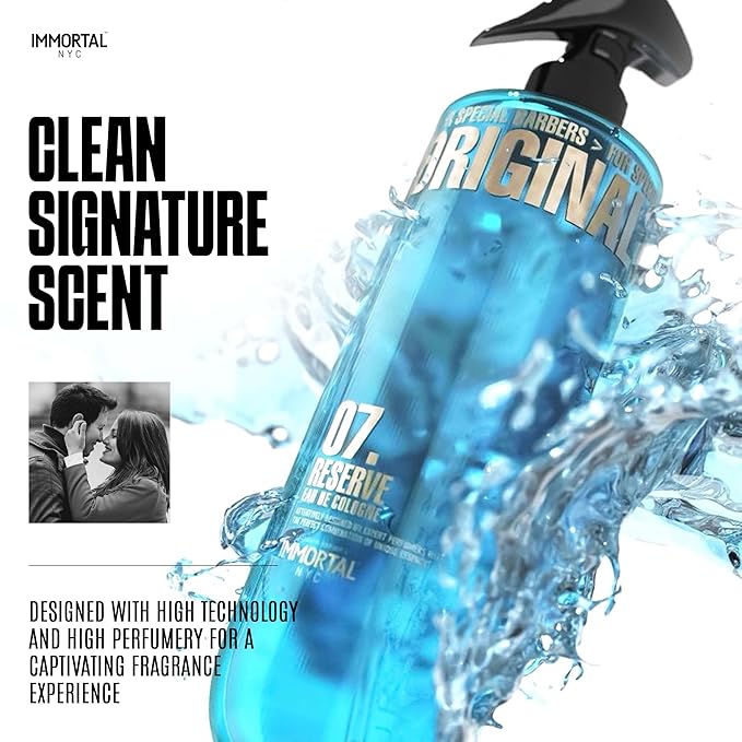 Immortal NYC Reserve 07, After Shave Spray Body/Face Men's Cologne, 17 oz - Exclusive Barbers - Softens Skin - Refreshes/disinfects and Relieves Face and Skin - Moisturizing Formula After Shaving