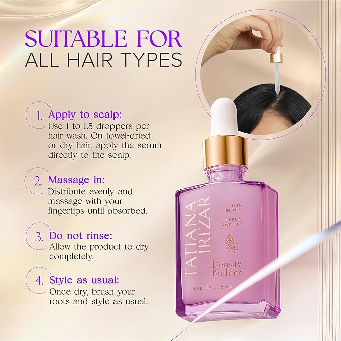 Hair Thickening Serum - 2 Pack Hair Density Serum Builder for Women Made in USA 30ml - Clinically Proven Scalp Treatment Non-Greasy - Biotin, Argan & Pea Peptides - For Thinning, Fine or Damaged Hair