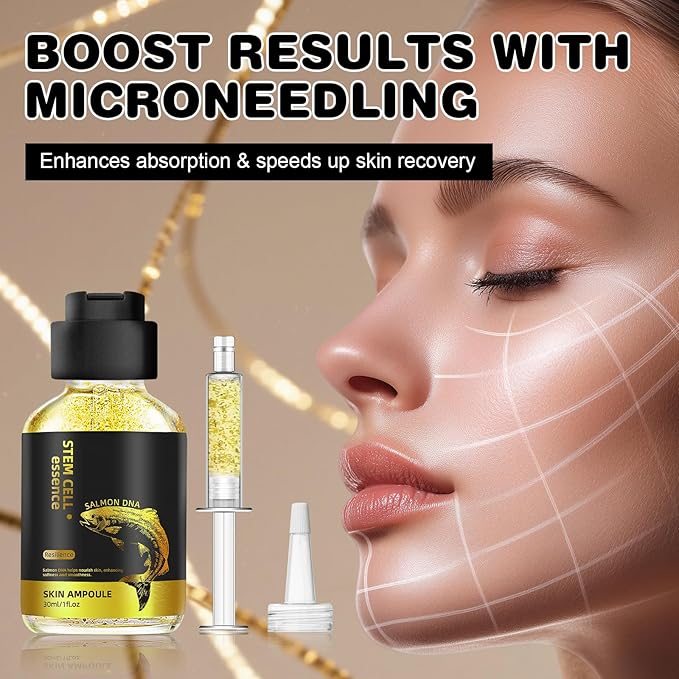 Salmon DNA Serum – 2 Pcs Salmon DNA Microneedling Serums for Face and Body, Anti-Aging Hydration Booster, Skin Repair, Brightening & Firming Serum for Use with Microneedling, Derma Roller & Pen
