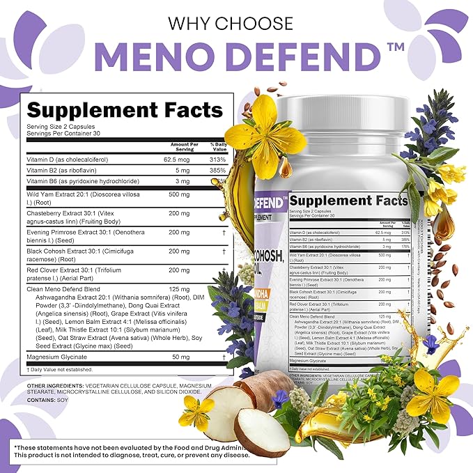 Clean Nutra Wild Yam Root Capsules with Red Clover Black Cohosh Evening Primrose Oil Chasteberry Dong Quai DIM Ashwagandha Grape Seed Extract Milk Thistle Lemon Balm and more Hormone Balance For Women