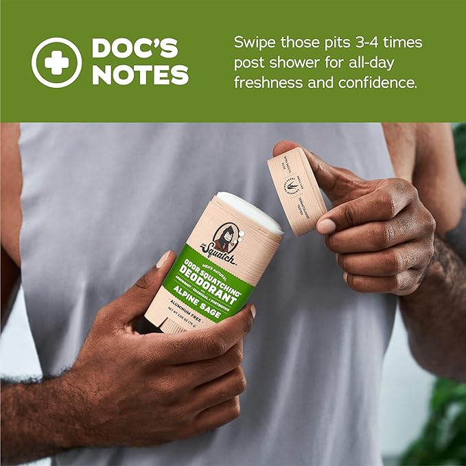 Dr. Squatch Manly Soap and Deodorant Variety Pack - Handmade with Organic Oils, Aluminum-Free - Pine Tar and Alpine Sage