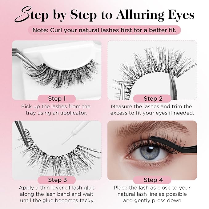 BEPHOLAN False Eyelashes 6-16mm Wispy Eyelashes Natural Look 100% Handmade Fake Lashes Lightweight Short Lashes with Soft Clear Band 3 Pairs Pack(CJ201)