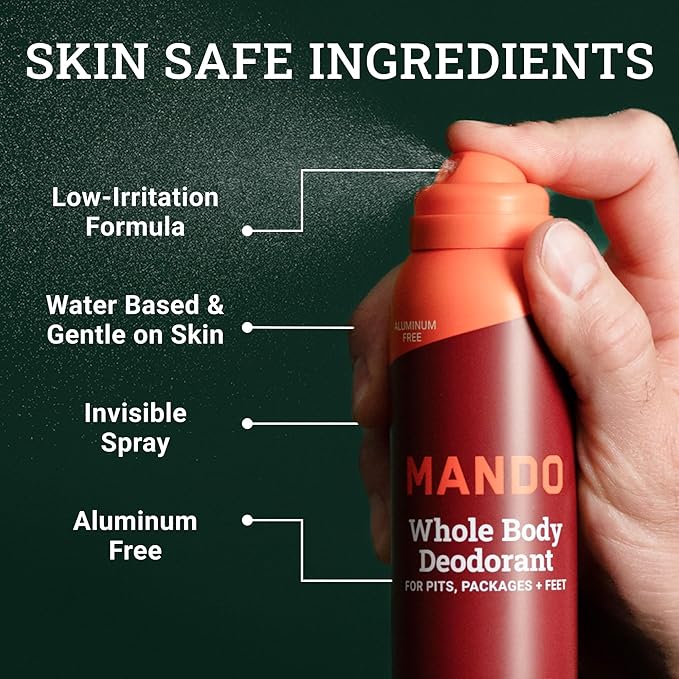 Mando Whole Body Deodorant For Men - Invisible Spray Deodorant - 72 Hour Odor Control - Low Irritation Formula - Aluminum Free, Benzene Free - 3.6 ounce Cans (Pack of 2) - Cabin Retreat