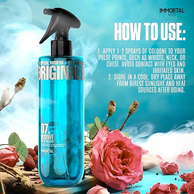 Immortal NYC Reserve 07, After Shave Spray Body/Face Men's Cologne, 17 oz - Exclusive Barbers - Softens Skin - Refreshes/disinfects and Relieves Face and Skin - Moisturizing Formula After Shaving