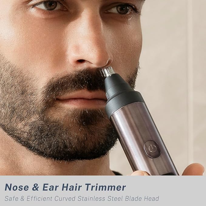 Beard Trimmer for Men, Electric Razors and Hair Clippers Set, Precision Dial Adjustable 20 Settings, All-in-One Shaving Kit for Mens Face Head Nose Body, IPX7 Waterproof Wet/Dry, USB-C Charge Dock