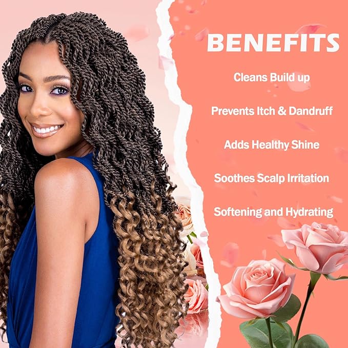 6.8 fl oz Braid Spray Rose Mint for Dreads, Dreadlocks, Locks Spray Rose Water for Itchy Scalp, Shine & Lightweight for Dull Hair Twists, Cornrows, Box Braids Moisturizer