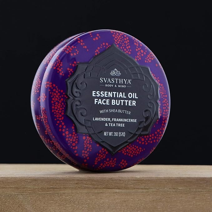 Svasthya Body & Mind Essential Oil Face Butter by Svasthya- Naturally Nurtures Skin & Restores Complexion, Has Shea Butter, Coconut, Argan & Grapeseed Oil, Made In The USA, 2 oz