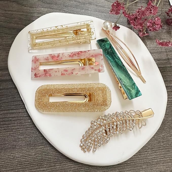 Mehayi 20 PCS Pearl Hair Clips Set Fashion Korean Acrylic Resin Hair Barrettes, Bobby Pins Hairpins for Women and Ladies Girls Headwear Styling Tools, Hair Accessories for Decorative Party Wedding