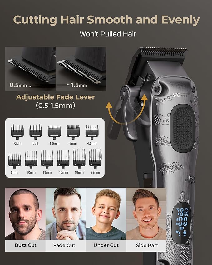 Hair Clippers & Trimmers Set for Men Professional, Waterproof Electric Razor Foil Shaver for Men Face Beard, Cordless for Hair Cutting, 4-Speed Setting, LED Battery Display, Barber or Home Use