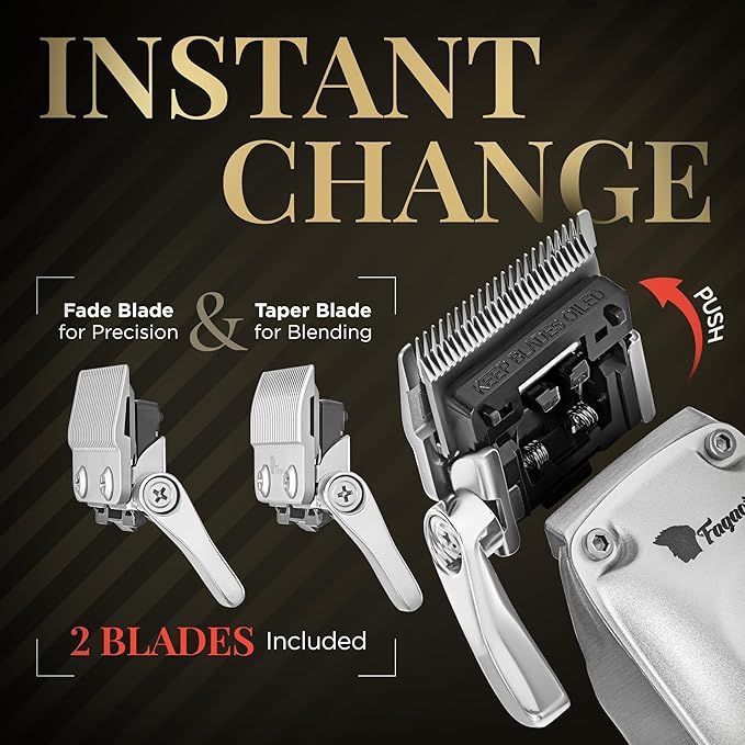 Fagaci Professional Hair Clippers for Men with Superior Precision, 5X Longer Sharpness Professional Barber Clippers Cordless with 2 Blades Fade & Taper, Brushless Motor Mens Hair Clipper Cordless Set