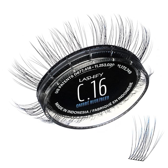 Lashify Curl 16mm Gossamer Eyelash Extensions Refill in Ombre Blue, Easy DIY False Lashes for a Natural Look