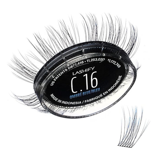 Lashify Curl 16mm Gossamer Eyelash Extensions Refill in Ombre Blue, Easy DIY False Lashes for a Natural Look