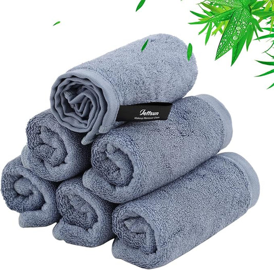Wash Cloths 6 Pack, Reusable Makeup Remover Cloths, Super Soft and Gentle Face Towel for Sensitive Skin, 10x10 inch Small Face Washcloths, Easy to Rinse Quick Dry Slate Blue Facial Cleansing Cloths