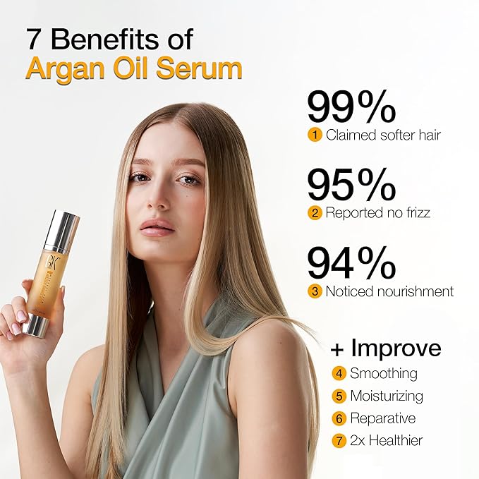 GK HAIR Oil- Argan Oil Hair Serum For Frizzy And Damaged Hair- Perfect For Keratin,Frizzy, Curly, Dry & Damaged ends-Adds Shine and Smooths,Paraben,Phthalate and Sulfate Free (3.4 oz)