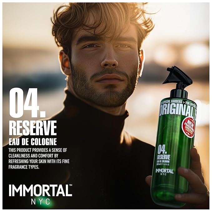 Immortal NYC Reserve 04, After Shave Spray Body/Face Men's Cologne,17 oz - Exclusive Barbers - Softens Skin - Refreshes/disinfects and Relieves Face and Skin - Moisturizing Formula After Shaving
