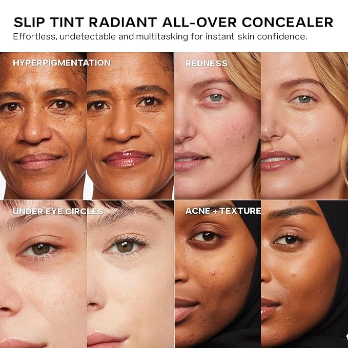Saie Slip Tint Radiant Cream Concealer & All-Over Face Makeup - Concealer for Dark Circles, Redness & Blemishes - Lightweight Makeup Made with Hydrating Hyaluronic Acid - Shade 9 (0.17 oz)