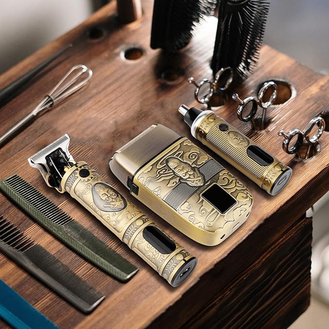 Karrte Men’s Grooming Kit Professional Hair Clippers and Shaver for Men,Electric Razor and Nose Trimmer Set,Beard Trimmer with 2 Foil Head,Gifts for Men