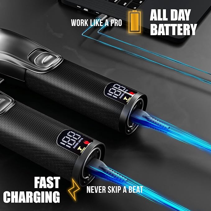 Novah® Professional Hair Clippers for Men, Professional Barber Clippers and Trimmer Set, Mens Cordless Hair Clipper for Barbers Haircut Kit Fade