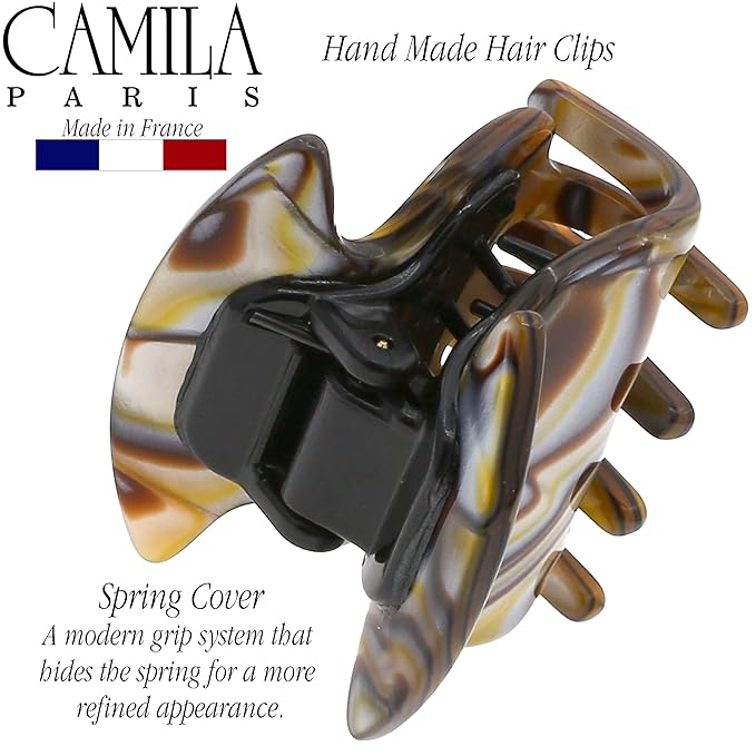 Camila Paris CP3180 French Hair Clip for Women, Handmade, Onyx, Small Girls Hair Claw Clips Jaw, Durable Styling Hair Accessories for Women, Strong Hold No Slip Grip, Made in France