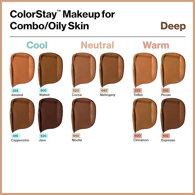 Revlon Liquid Foundation, ColorStay Face Makeup for Combination & Oily Skin, SPF 15, Longwear Longwear Medium-Full Coverage with Matte Finish, Natural Tan (330), 1 fl oz