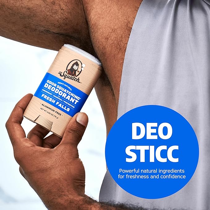 Dr. Squatch Manly Soap and Deodorant Variety Pack - Handmade with Organic Oils, Aluminum-Free - Birchwood Breeze and Fresh Falls